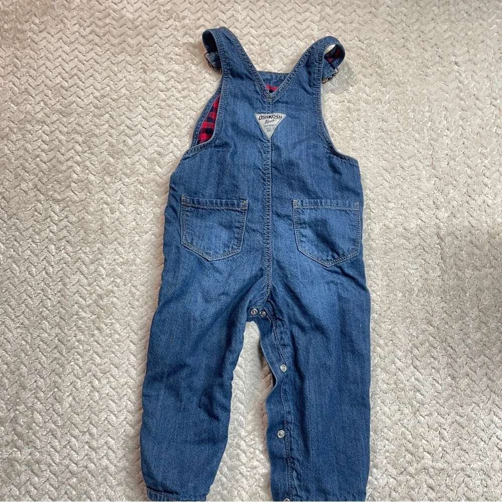 Oshkosh BGosh Vestback Buffalo Plaid Lined Overalls Heart Pocket Girls‎ 18 mos